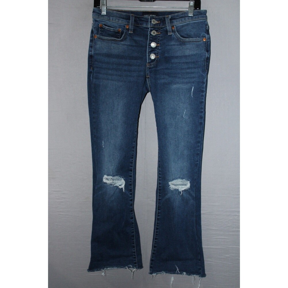 Lucky Brand “Sweet” Mid-Rise Boot Cut Jeans Women’s Size 27 (4) Raw Hem Casual